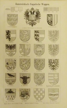 1899 - alter Druck - Österreich-Ungarische Wappen